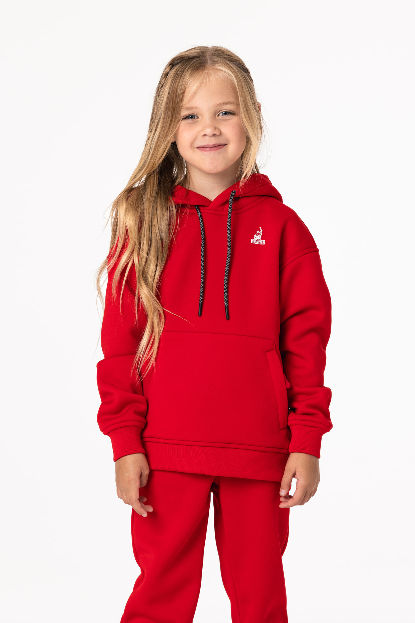 Кофта утепленная Детская с капюшоном CHAMP Hoodie OVERSIZE Kids Красная