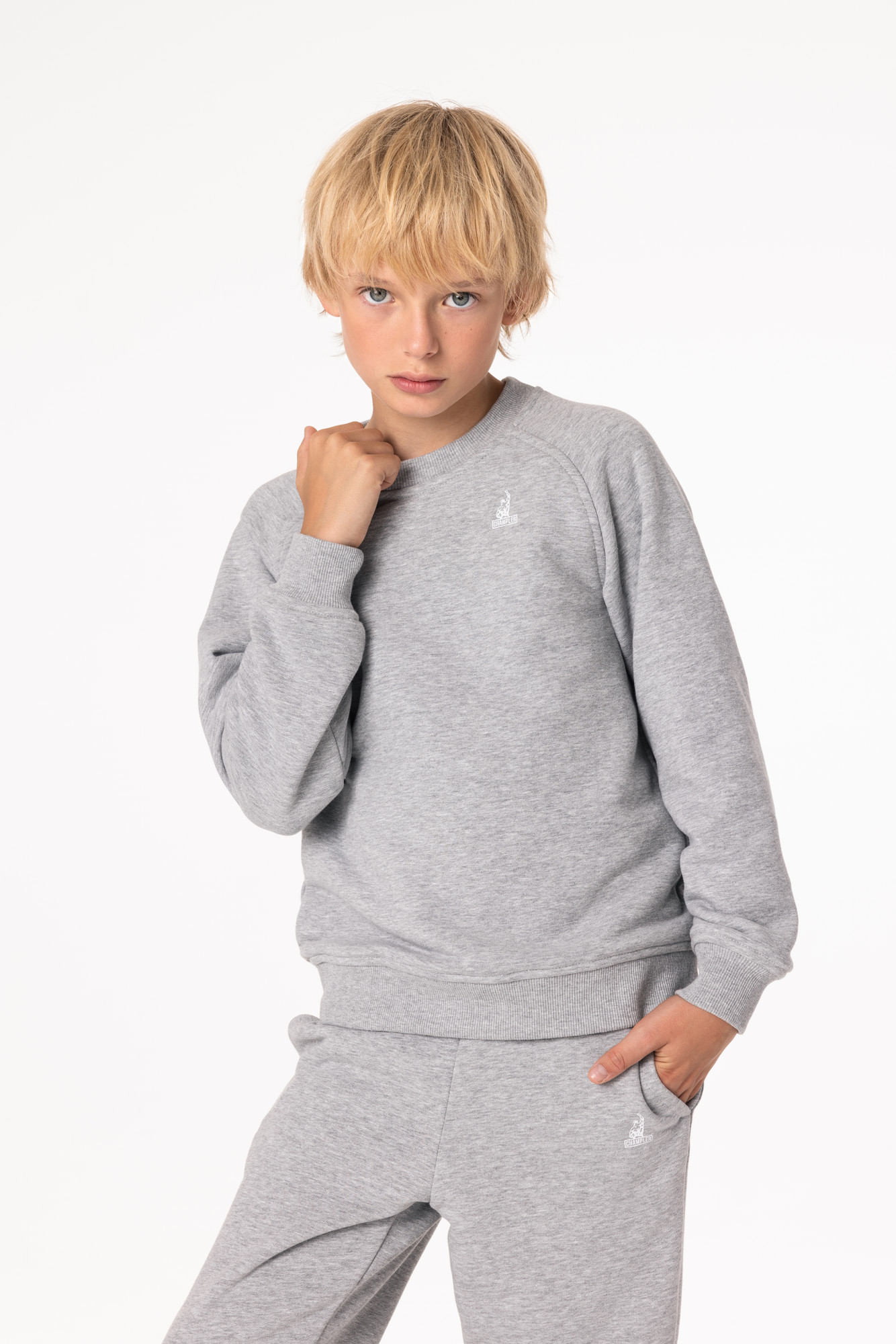 Свитшот утепленный Детский CHAMP Sweatshirt Cotton Kids Серый Меланж