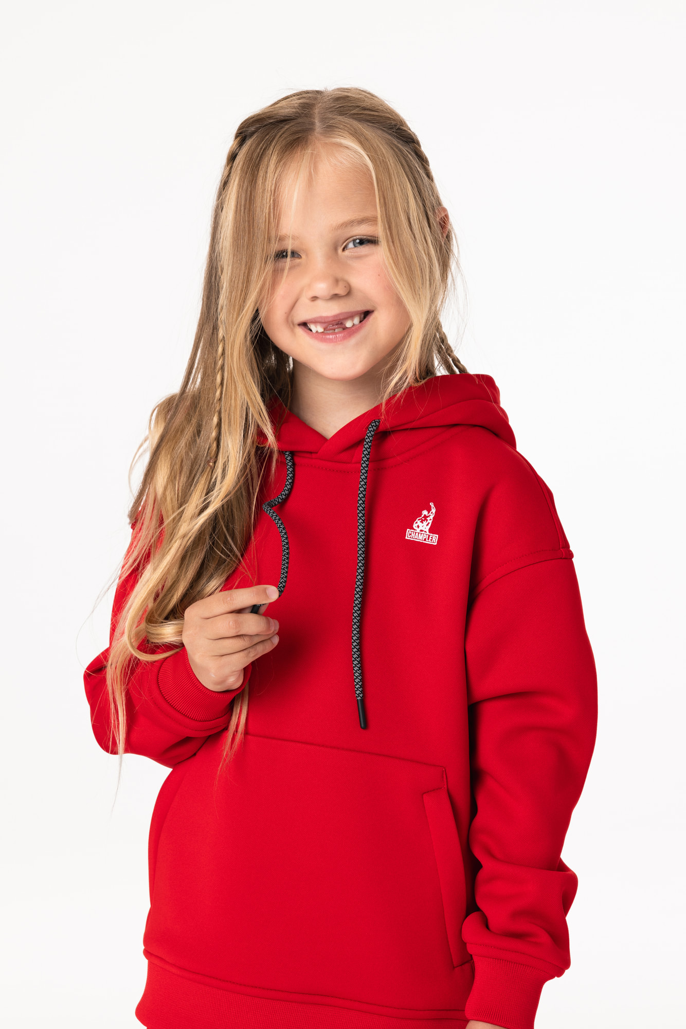 Кофта утепленная Детская с капюшоном CHAMP Hoodie OVERSIZE Kids Красная