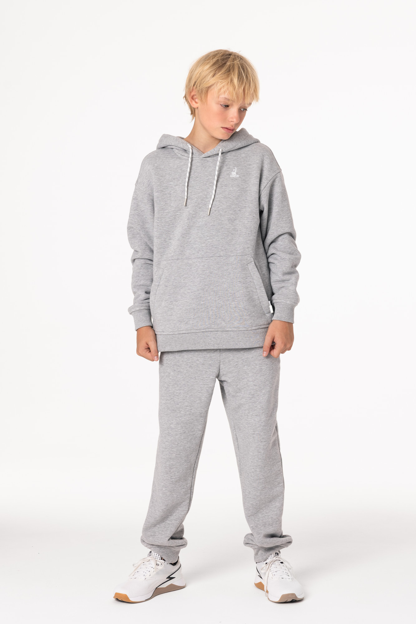 Кофта утепленная Детская с капюшоном CHAMP Hoodie OVERSIZE Cotton Kids Серый Меланж