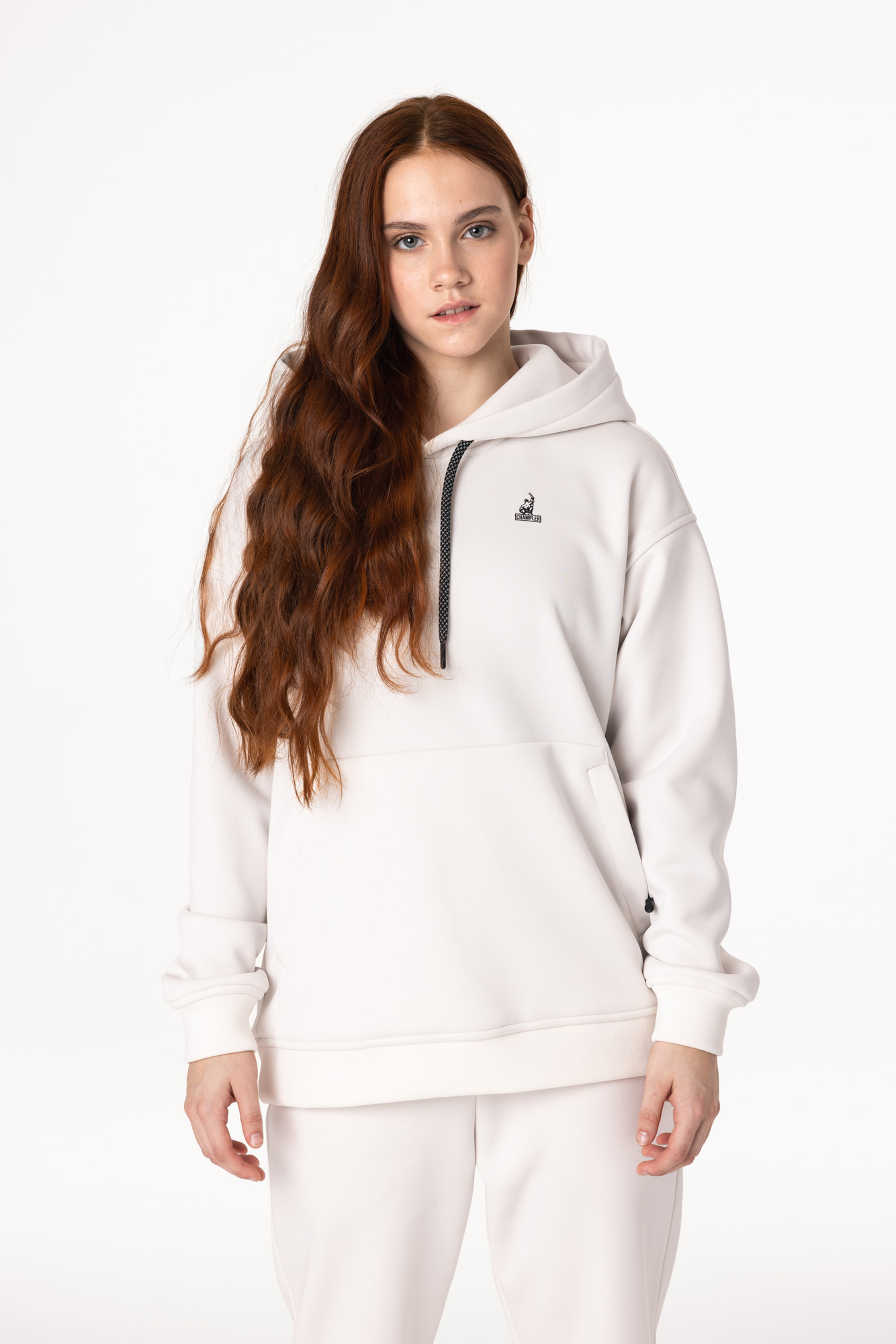 Кофта утепленная Детская с капюшоном CHAMP Hoodie OVERSIZE Kids Айвори