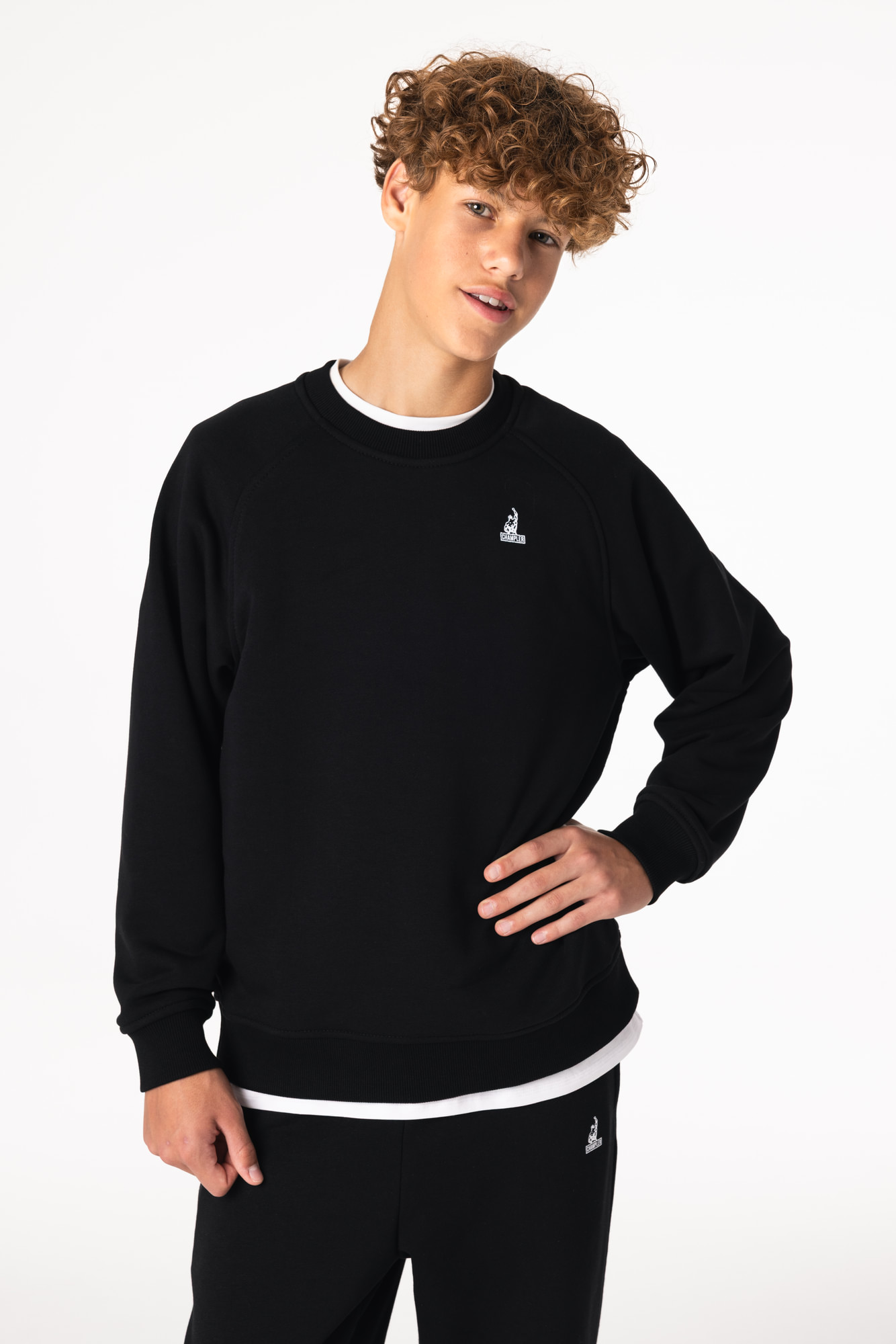 Свитшот утепленный Детский CHAMP Sweatshirt Cotton Kids Черный