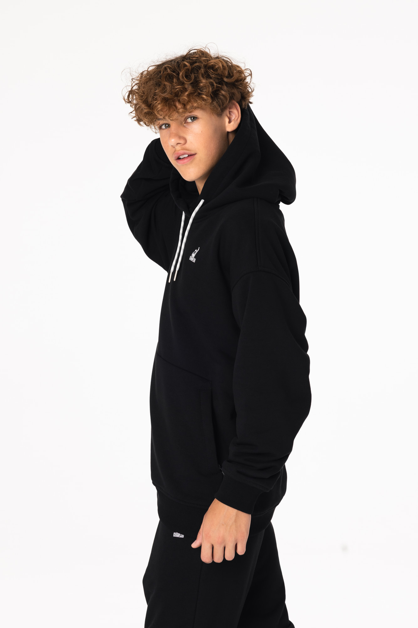 Кофта утепленная Детская с капюшоном CHAMP Hoodie OVERSIZE Cotton Kids Черная