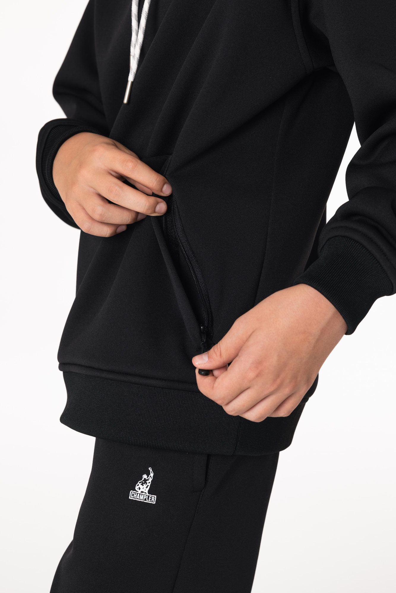 Кофта утепленная Детская с капюшоном CHAMP Hoodie OVERSIZE Kids Черная