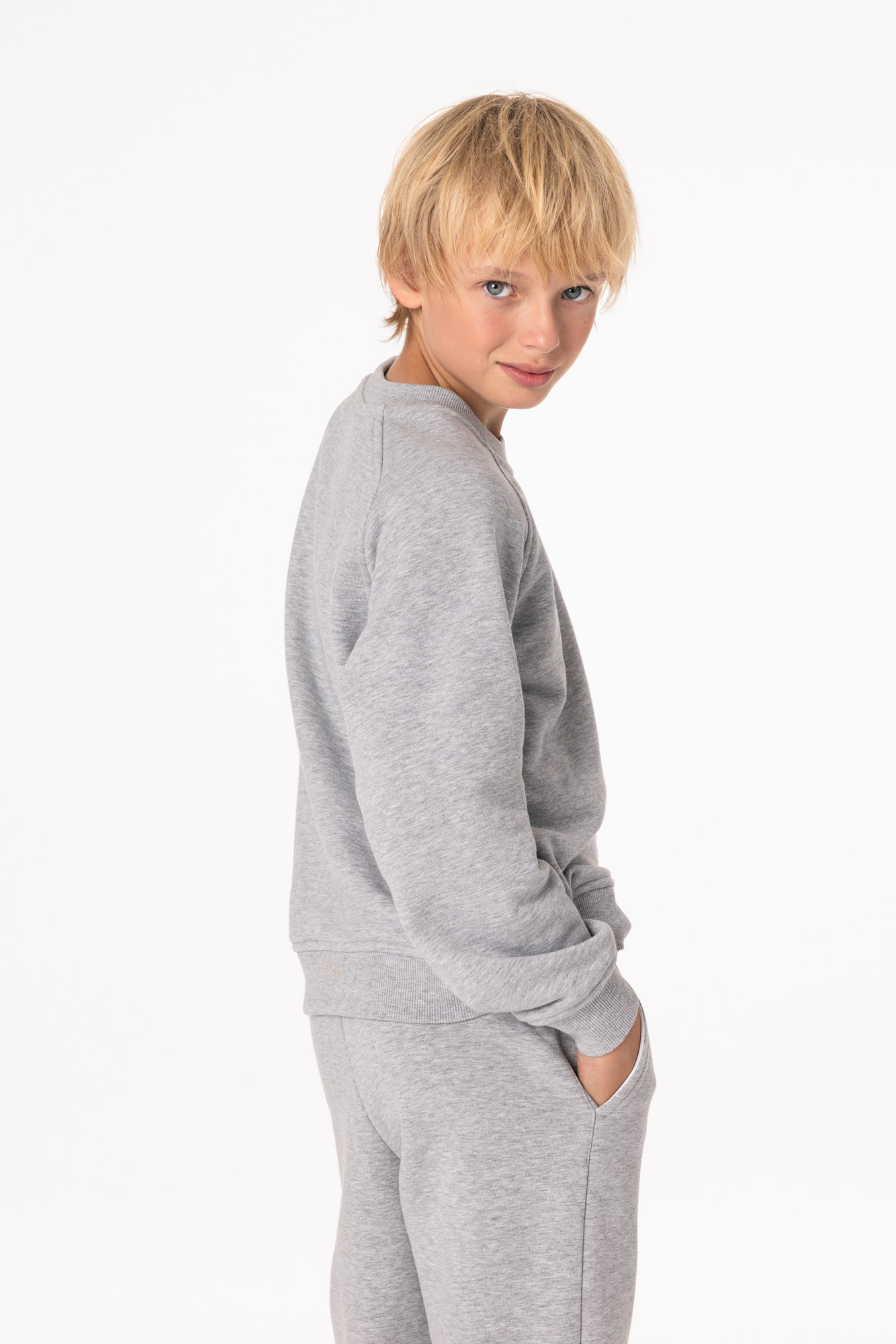 Свитшот утепленный Детский CHAMP Sweatshirt Cotton Kids Серый Меланж