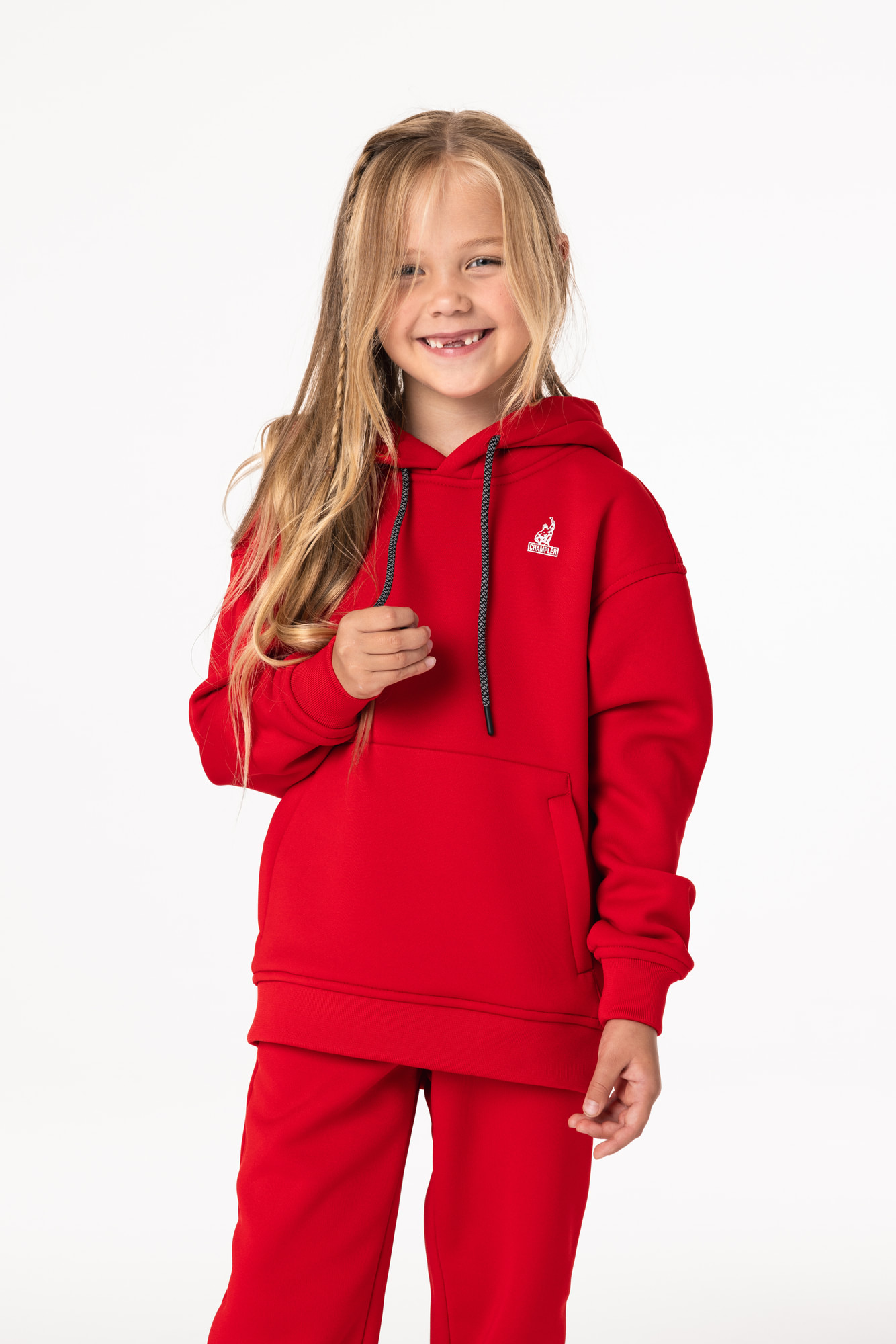 Кофта утепленная Детская с капюшоном CHAMP Hoodie OVERSIZE Kids Красная