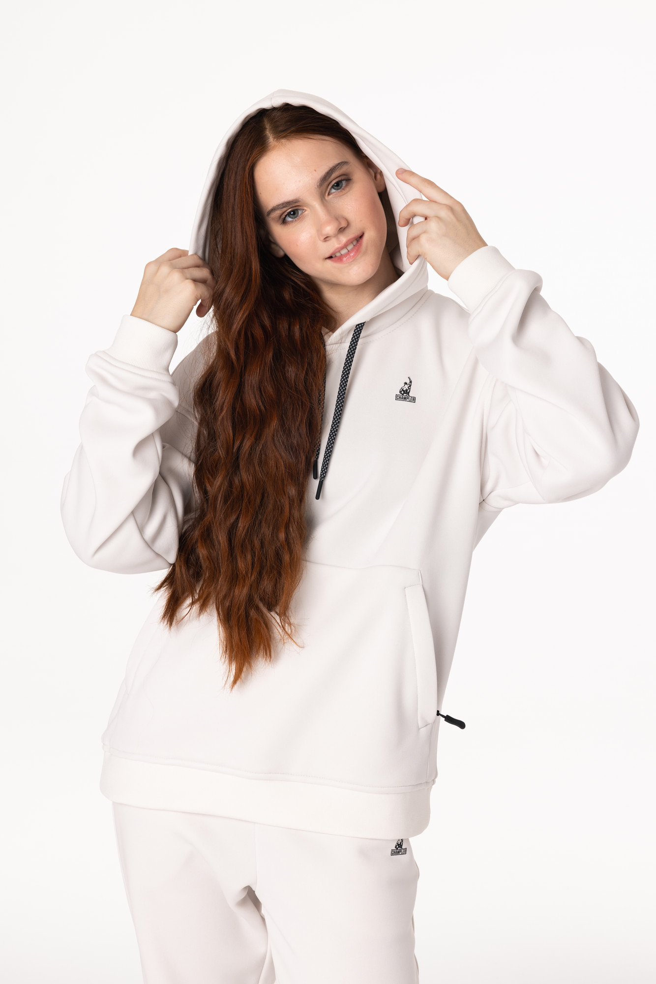 Кофта утепленная Детская с капюшоном CHAMP Hoodie OVERSIZE Kids Айвори