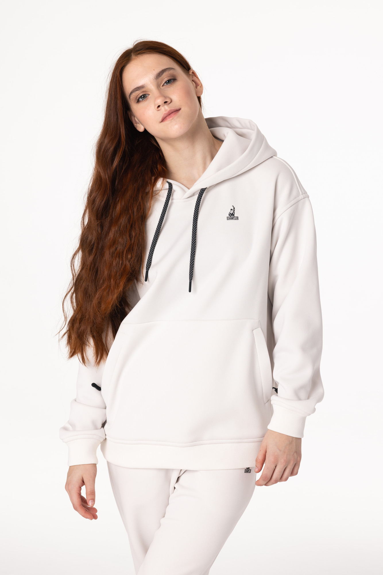Кофта утепленная Детская с капюшоном CHAMP Hoodie OVERSIZE Kids Айвори